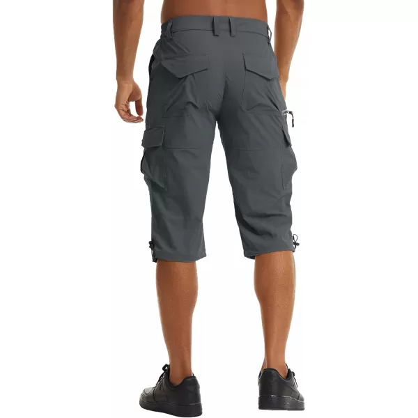 MAGNIVIT Mens Hiking Shorts with 7 Pockets 34 Below Knee Quick Dry Long Cargo Work Cycling ShortsGrey