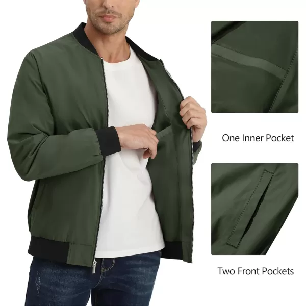 MAGNIVIT Mens Lightweight Jackets Full Zipper Lightweight Jackets Softshell Windproof Coat Casual Athletic WinbreakerArmy Green