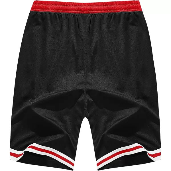 MAGNIVIT Mens Mesh Basketball Shorts Athletic Gym Workout Running Short with Zipper PocketsBlack Red