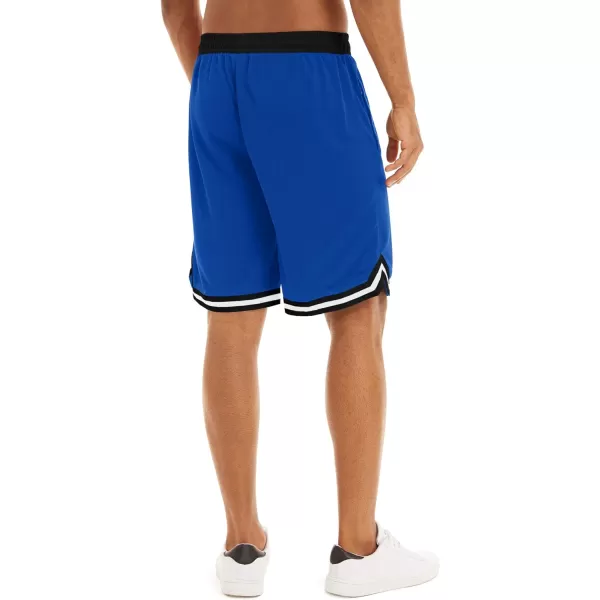 MAGNIVIT Mens Mesh Basketball Shorts Athletic Gym Workout Running Short with Zipper PocketsBlue