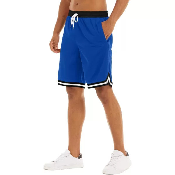 MAGNIVIT Mens Mesh Basketball Shorts Athletic Gym Workout Running Short with Zipper PocketsBlue