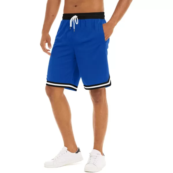 MAGNIVIT Mens Mesh Basketball Shorts Athletic Gym Workout Running Short with Zipper PocketsBlue