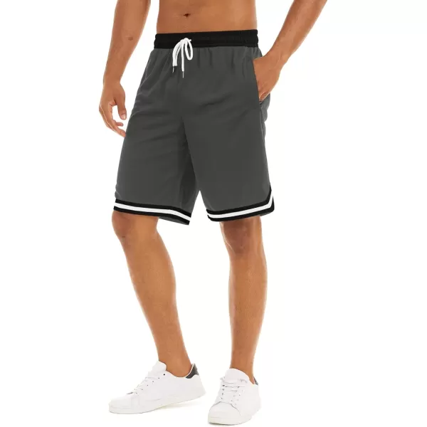 MAGNIVIT Mens Mesh Basketball Shorts Athletic Gym Workout Running Short with Zipper PocketsGrey