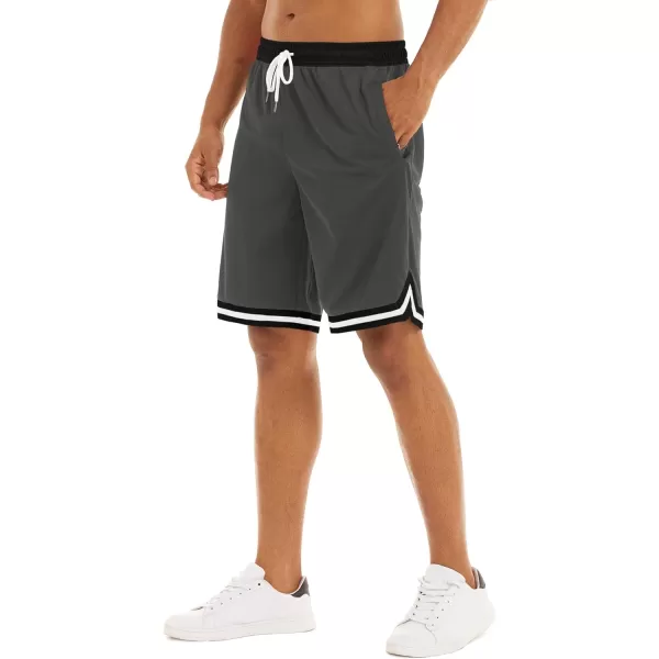 MAGNIVIT Mens Mesh Basketball Shorts Athletic Gym Workout Running Short with Zipper PocketsGrey