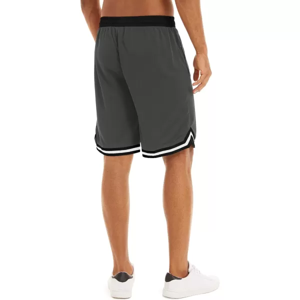 MAGNIVIT Mens Mesh Basketball Shorts Athletic Gym Workout Running Short with Zipper PocketsGrey