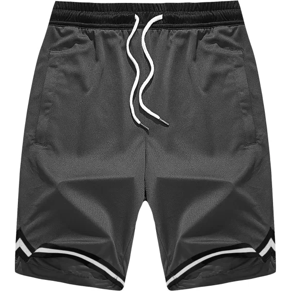 MAGNIVIT Mens Mesh Basketball Shorts Athletic Gym Workout Running Short with Zipper PocketsGrey