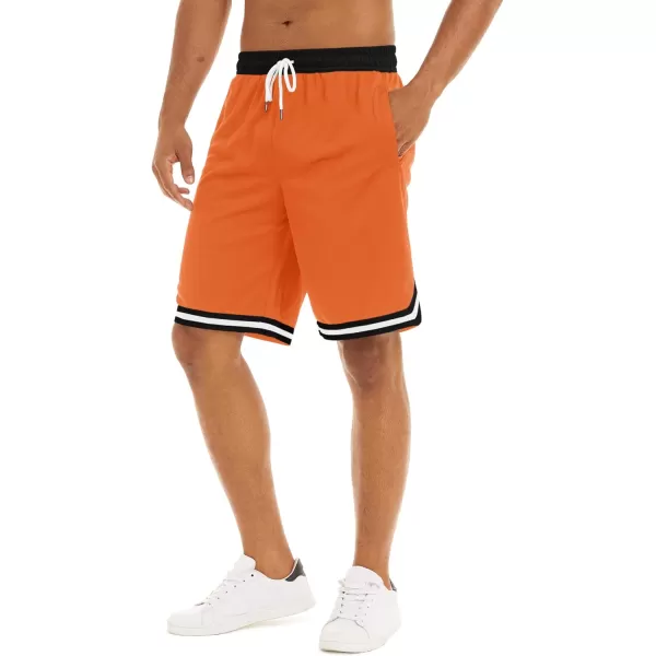 MAGNIVIT Mens Mesh Basketball Shorts Athletic Gym Workout Running Short with Zipper PocketsOrange