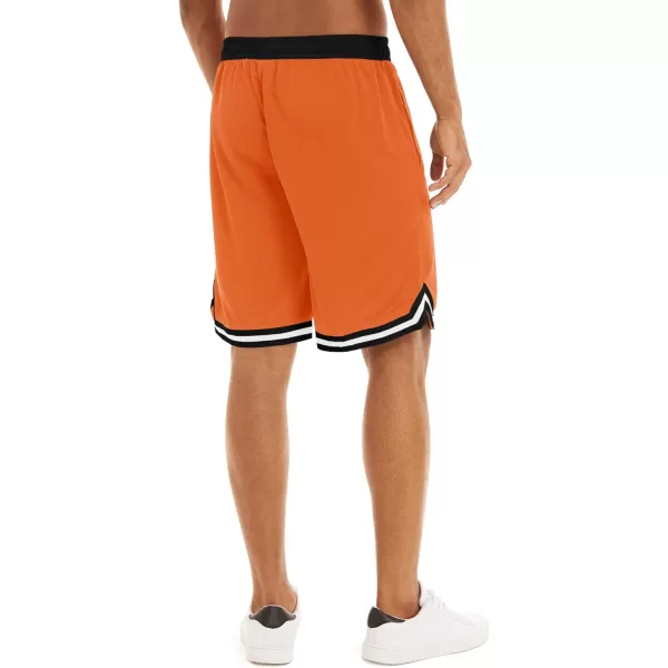 MAGNIVIT Mens Mesh Basketball Shorts Athletic Gym Workout Running Short with Zipper PocketsOrange