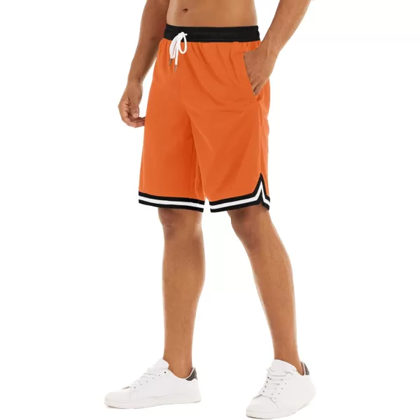 MAGNIVIT Mens Mesh Basketball Shorts Athletic Gym Workout Running Short with Zipper PocketsOrange