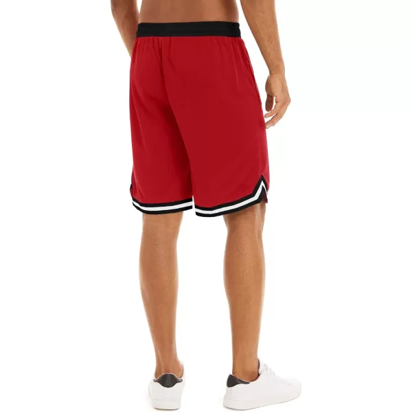 MAGNIVIT Mens Mesh Basketball Shorts Athletic Gym Workout Running Short with Zipper PocketsRed