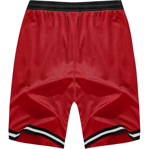 MAGNIVIT Mens Mesh Basketball Shorts Athletic Gym Workout Running Short with Zipper PocketsRed