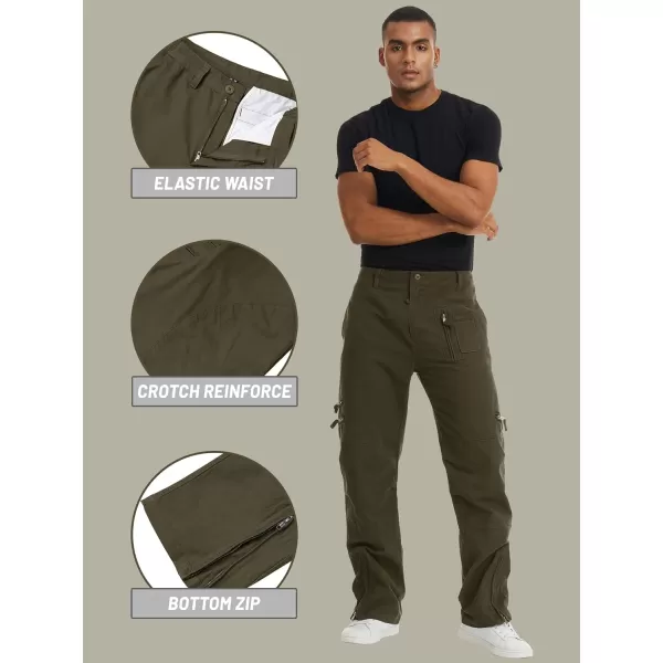 MAGNIVIT Mens Military Cargo Casual Pants Breathable Cotton MultiPockets Tactical Outdoor Work PantsArmy Green