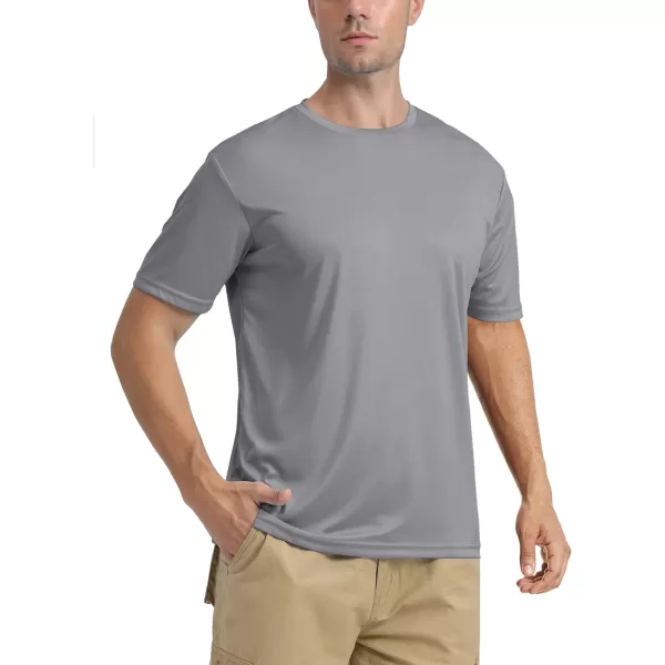 MAGNIVIT Mens Quick Dry UPF 50 TShirt Short Sleeve Athletic Shirts Moisture Wicking Running Workout TeeLight Grey