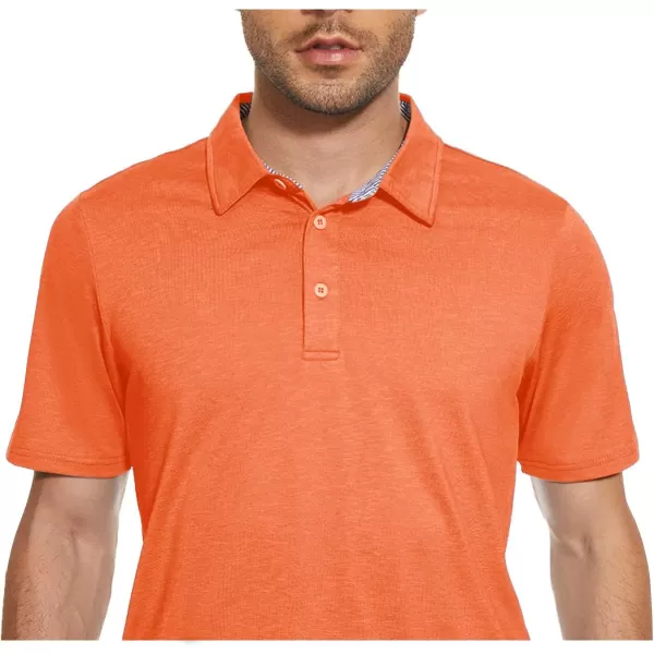 MAGNIVIT Mens Short Sleeve Polo Shirts Lightweight Golf Polo Shirt Moisture Wicking Casual Quick Dry Tennis Fishing T ShirtOrange