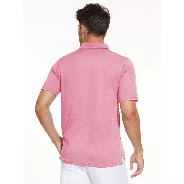 MAGNIVIT Mens Short Sleeve Polo Shirts Lightweight Golf Polo Shirt Moisture Wicking Casual Quick Dry Tennis Fishing T ShirtPink