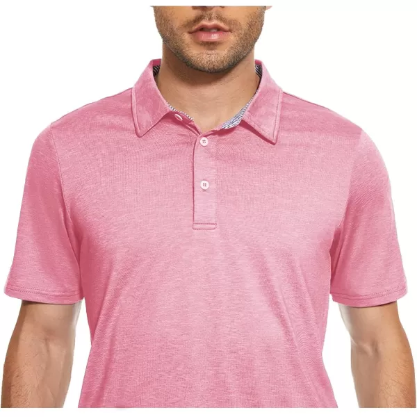 MAGNIVIT Mens Short Sleeve Polo Shirts Lightweight Golf Polo Shirt Moisture Wicking Casual Quick Dry Tennis Fishing T ShirtPink