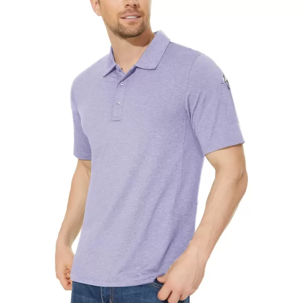 MAGNIVIT Mens Short Sleeve Polo Shirts with 3 Buttons Lightweight Golf Polo Shirt Casual Pique Quick Dry Tennis T ShirtLight Purple