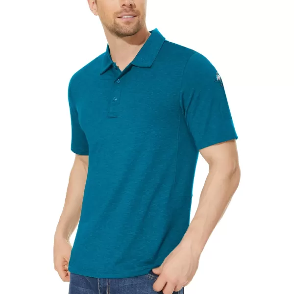 MAGNIVIT Mens Short Sleeve Polo Shirts with 3 Buttons Lightweight Golf Polo Shirt Casual Pique Quick Dry Tennis T ShirtPeacock Blue