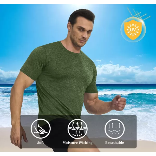 MAGNIVIT Mens Short Sleeve TShirt Quick Dry Sun Protection Shirts Lightweight Breathable Athletic Workout TeeArmy Green