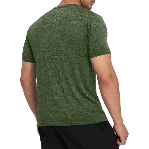 MAGNIVIT Mens Short Sleeve TShirt Quick Dry Sun Protection Shirts Lightweight Breathable Athletic Workout TeeArmy Green