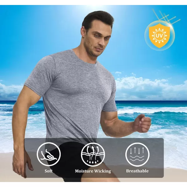 MAGNIVIT Mens Short Sleeve TShirt Quick Dry Sun Protection Shirts Lightweight Breathable Athletic Workout TeeLight Grey