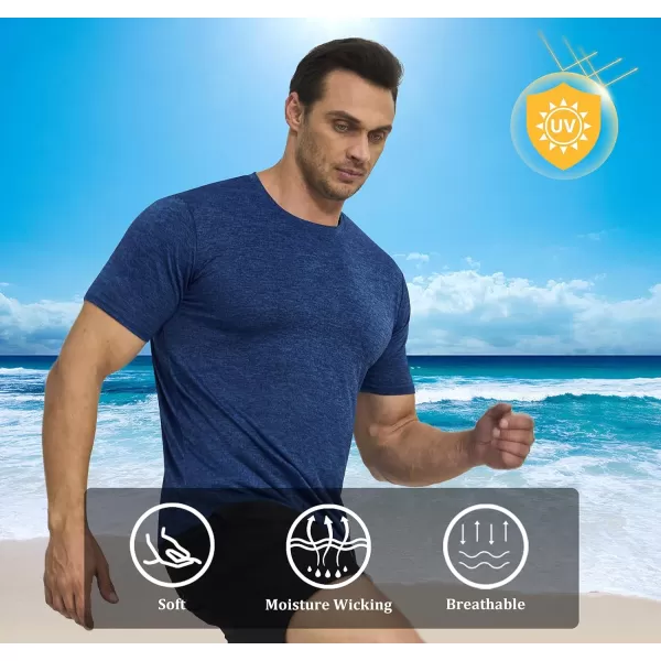 MAGNIVIT Mens Short Sleeve TShirt Quick Dry Sun Protection Shirts Lightweight Breathable Athletic Workout TeeNavy Blue