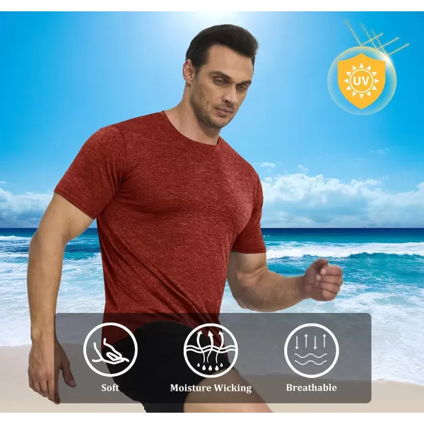 MAGNIVIT Mens Short Sleeve TShirt Quick Dry Sun Protection Shirts Lightweight Breathable Athletic Workout TeeOrange