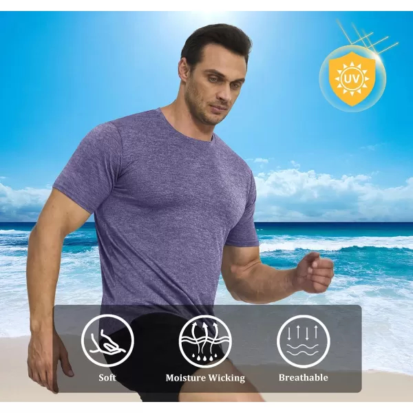 MAGNIVIT Mens Short Sleeve TShirt Quick Dry Sun Protection Shirts Lightweight Breathable Athletic Workout TeePurple