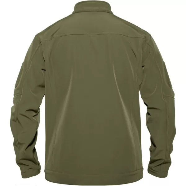 MAGNIVIT Mens SoftShell Jacket Fleece Lined Water Resistant Tactical Jacket Coat with 6 Zipper PocketsArmy Green