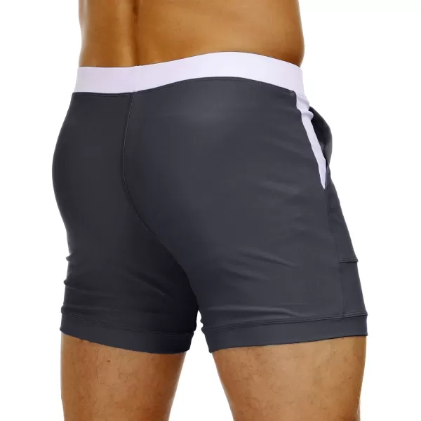 MAGNIVIT Mens Swimwear Swimsuits Solid Basic Long Swim Sport Trunks Board Shorts with PocketsGrey