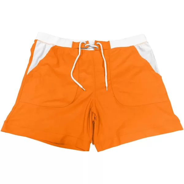 MAGNIVIT Mens Swimwear Swimsuits Solid Basic Long Swim Sport Trunks Board Shorts with PocketsOrange