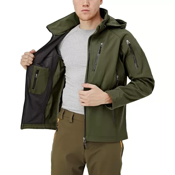 MAGNIVIT Mens Tactical Jacket 8 Pockets Winter Water Resistant Softshell Hiking Military Coats JacketsArmy Green