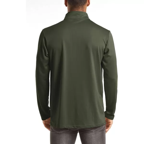 MAGNIVIT Mens Tactical Shirts 12 Zip Athletic Shirts Fall Long Sleeve Running Hiking Golf Polo ShirtsArmy Green