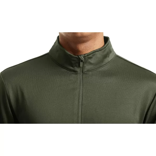 MAGNIVIT Mens Tactical Shirts 12 Zip Athletic Shirts Fall Long Sleeve Running Hiking Golf Polo ShirtsArmy Green