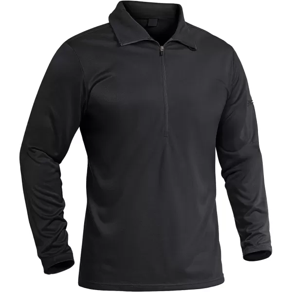 MAGNIVIT Mens Tactical Shirts 12 Zip Athletic Shirts Fall Long Sleeve Running Hiking Golf Polo ShirtsBlack