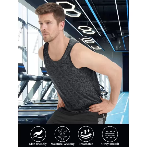 MAGNIVIT Mens Tank Top Performance Sleeveless Gym Workout Boxing Shirts Quick Dry Bodybuilding Crewneck Plain Muscle TeeBlack