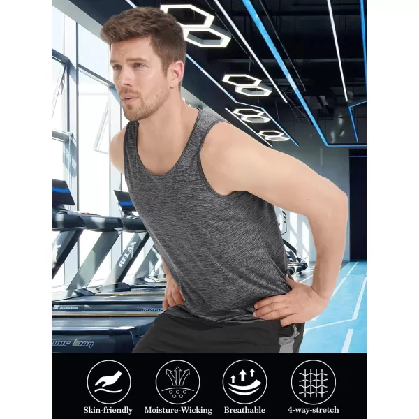 MAGNIVIT Mens Tank Top Performance Sleeveless Gym Workout Boxing Shirts Quick Dry Bodybuilding Crewneck Plain Muscle TeeDark Grey