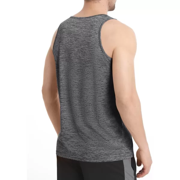 MAGNIVIT Mens Tank Top Performance Sleeveless Gym Workout Boxing Shirts Quick Dry Bodybuilding Crewneck Plain Muscle TeeDark Grey