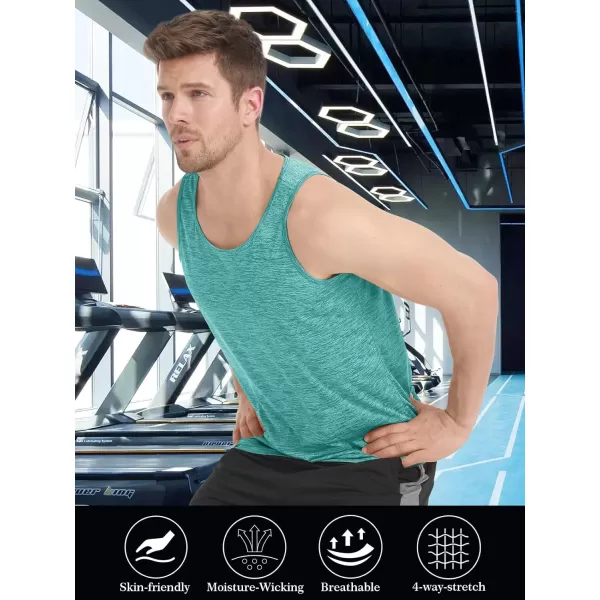 MAGNIVIT Mens Tank Top Performance Sleeveless Gym Workout Boxing Shirts Quick Dry Bodybuilding Crewneck Plain Muscle TeeLight Green