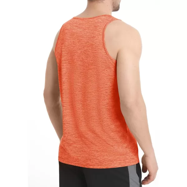 MAGNIVIT Mens Tank Top Performance Sleeveless Gym Workout Boxing Shirts Quick Dry Bodybuilding Crewneck Plain Muscle TeeOrange