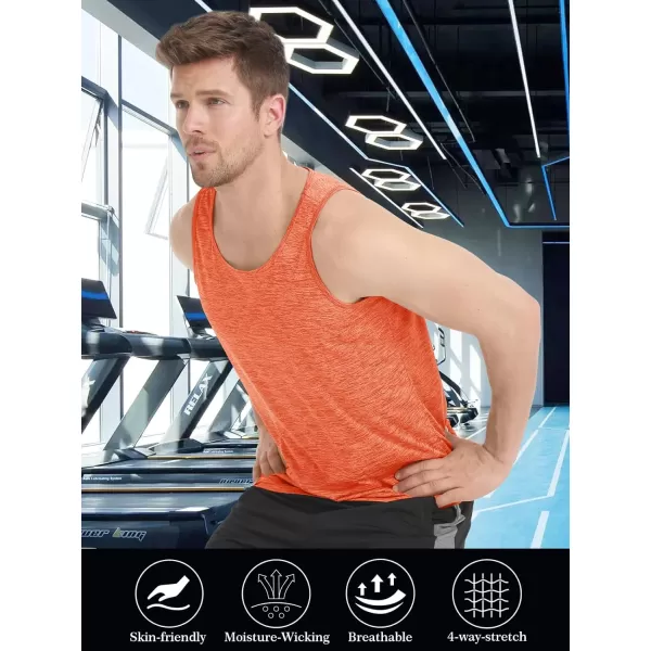 MAGNIVIT Mens Tank Top Performance Sleeveless Gym Workout Boxing Shirts Quick Dry Bodybuilding Crewneck Plain Muscle TeeOrange