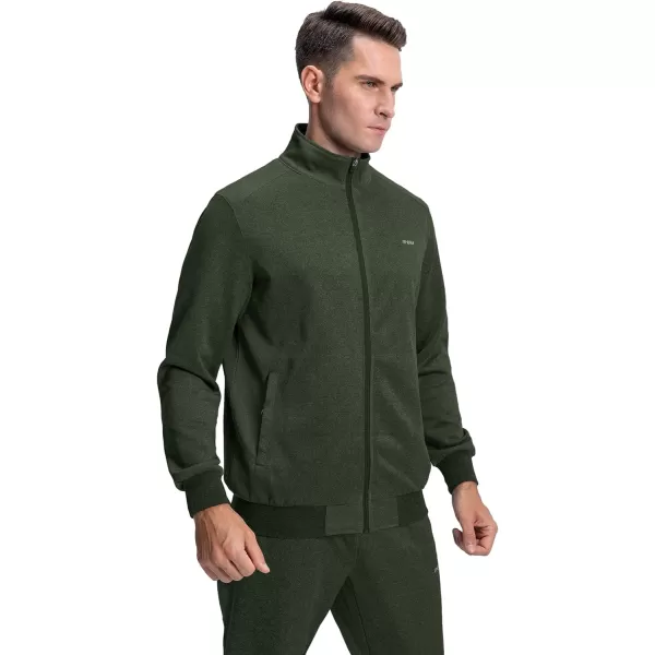 MAGNIVIT Mens Tracksuit Set Full Zip Long Sleeve Jogging Running Sweatsuits1 Army Green