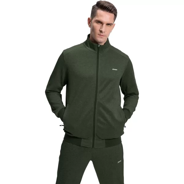 MAGNIVIT Mens Tracksuit Set Full Zip Long Sleeve Jogging Running Sweatsuits1 Army Green