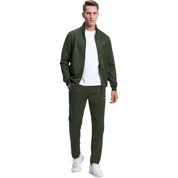 MAGNIVIT Mens Tracksuit Set Full Zip Long Sleeve Jogging Running Sweatsuits1 Army Green