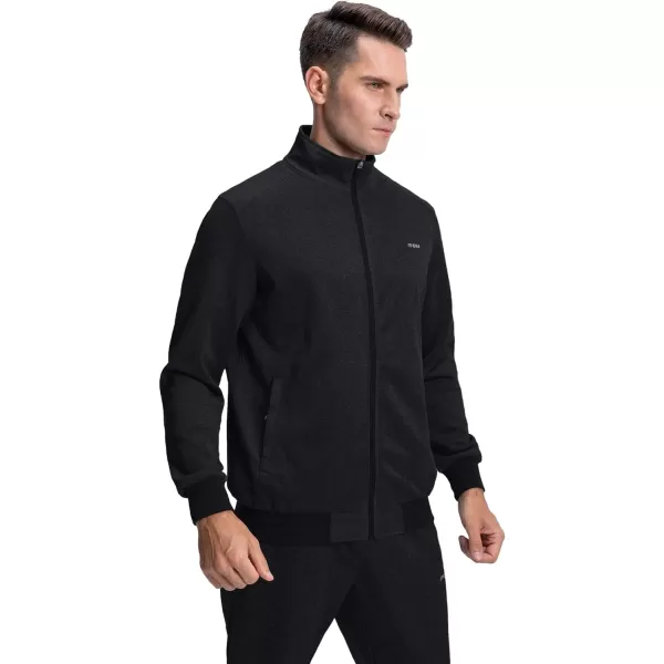 MAGNIVIT Mens Tracksuit Set Full Zip Long Sleeve Jogging Running Sweatsuits1 Black