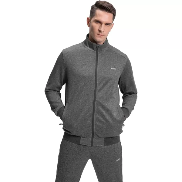 MAGNIVIT Mens Tracksuit Set Full Zip Long Sleeve Jogging Running Sweatsuits1 Dark Grey