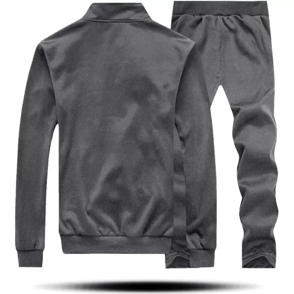 MAGNIVIT Mens Tracksuit Set Full Zip Long Sleeve Jogging Running Sweatsuits1 Dark Grey