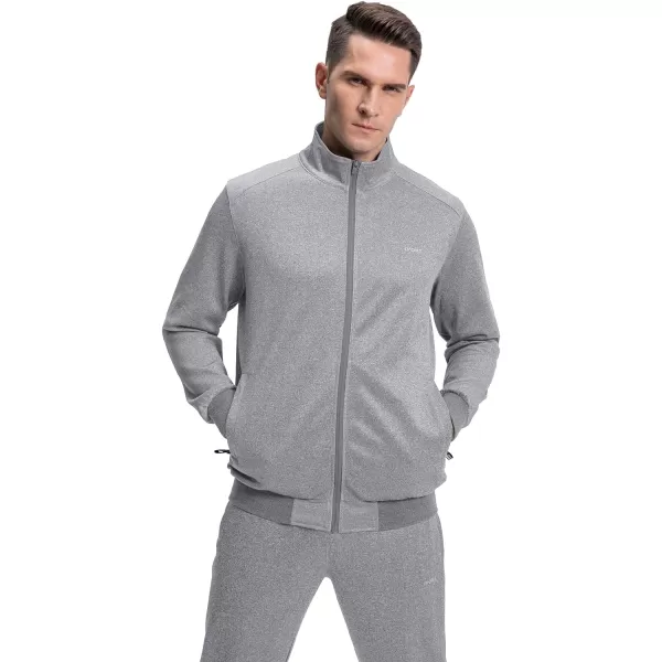 MAGNIVIT Mens Tracksuit Set Full Zip Long Sleeve Jogging Running Sweatsuits1 Grey