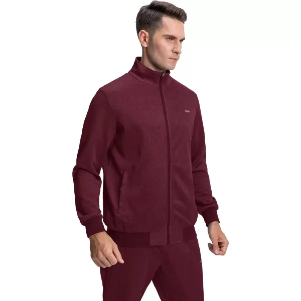 MAGNIVIT Mens Tracksuit Set Full Zip Long Sleeve Jogging Running Sweatsuits1 Wine Red