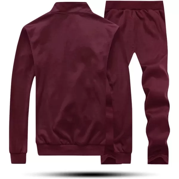 MAGNIVIT Mens Tracksuit Set Full Zip Long Sleeve Jogging Running Sweatsuits1 Wine Red